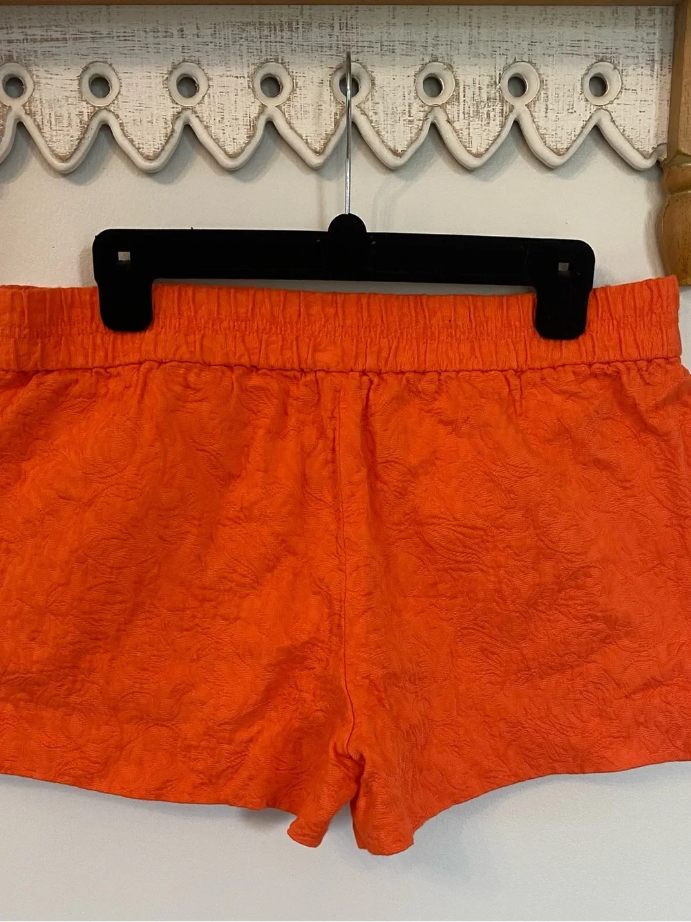 J. Crew Orange Floral Textured Elastic Pull On Shorts size 10